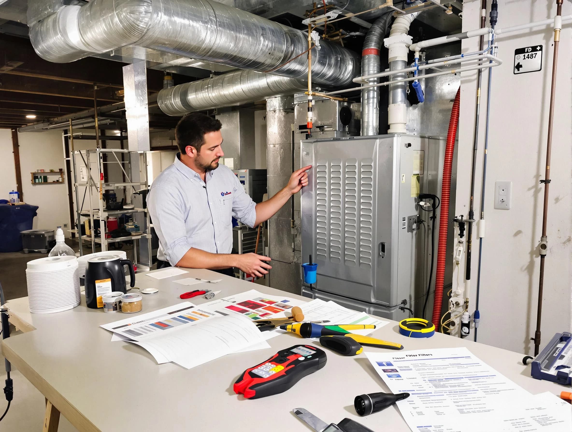 Kennedy Air Duct Cleaning inspector conducting detailed filter system evaluation using professional diagnostic tools in Kennedy