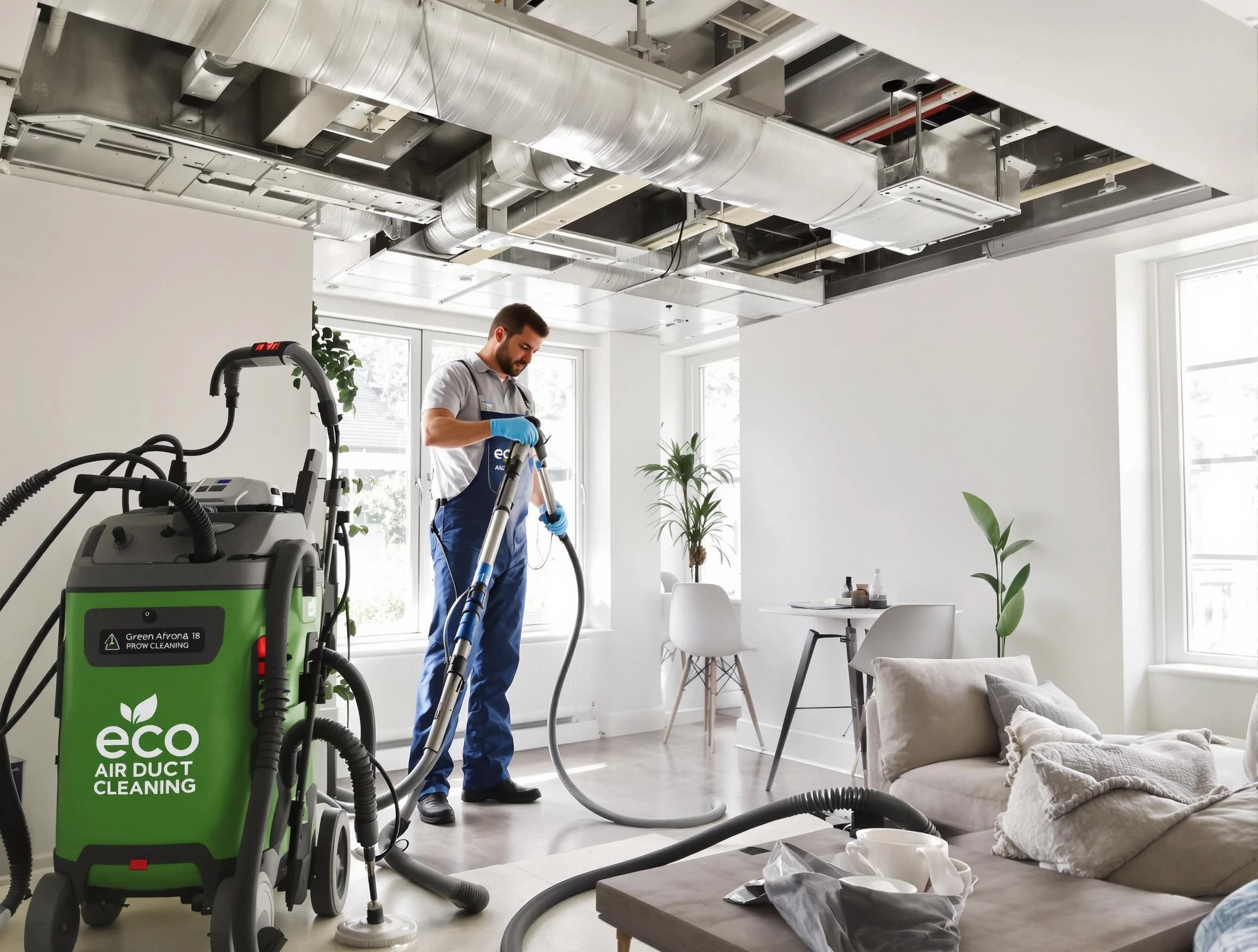 Kennedy Air Duct Cleaning technician performing eco-friendly duct cleaning using sustainable methods in Kennedy