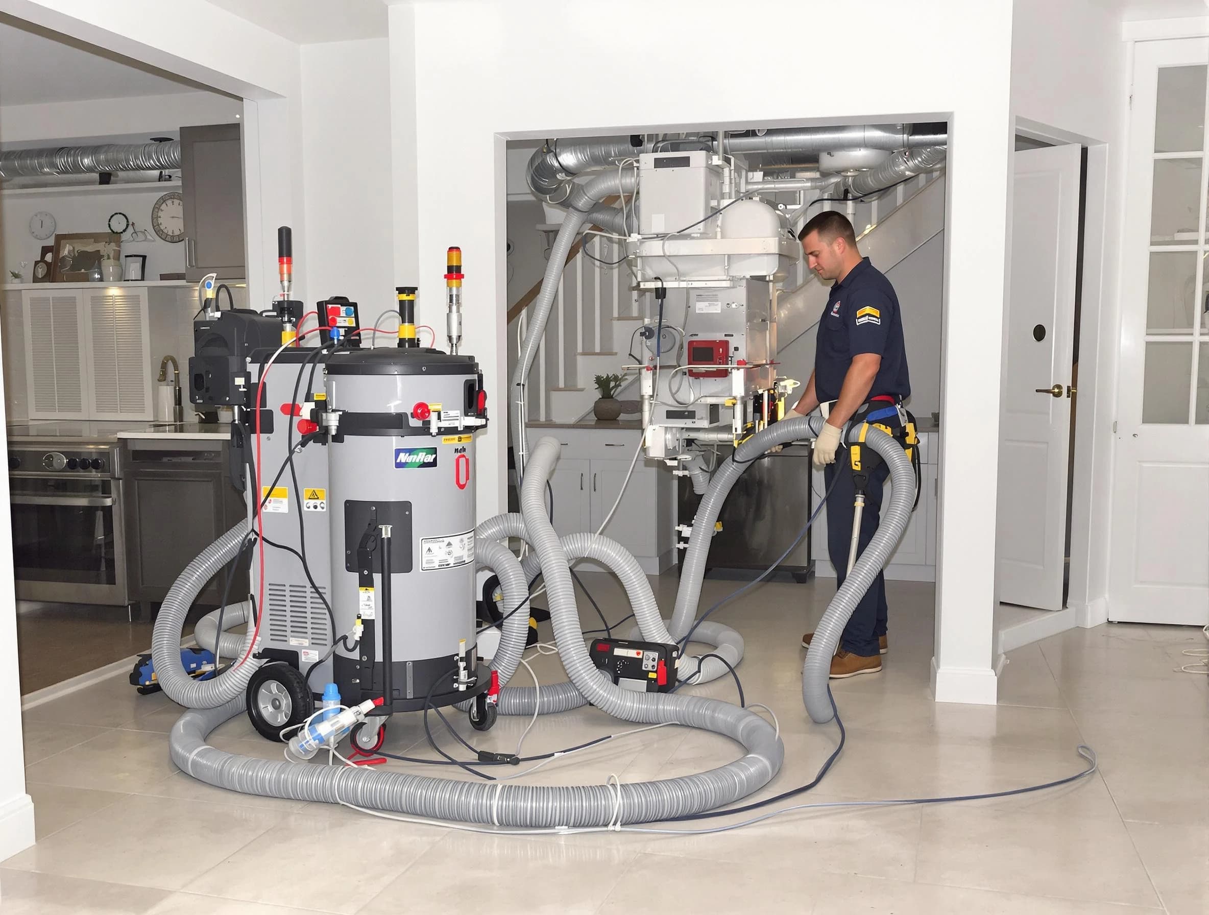 Kennedy Air Duct Cleaning technician operating negative pressure cleaning equipment for thorough duct maintenance in Kennedy