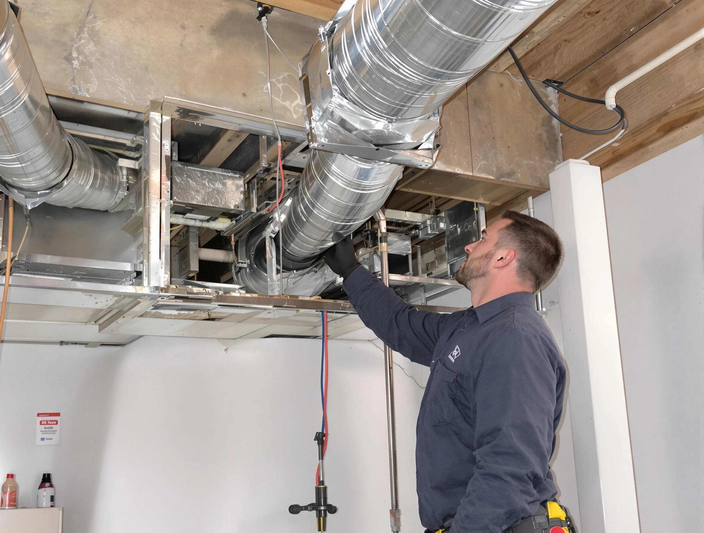 Kennedy Air Duct Cleaning technician performing professional air duct repair using specialized tools in Kennedy