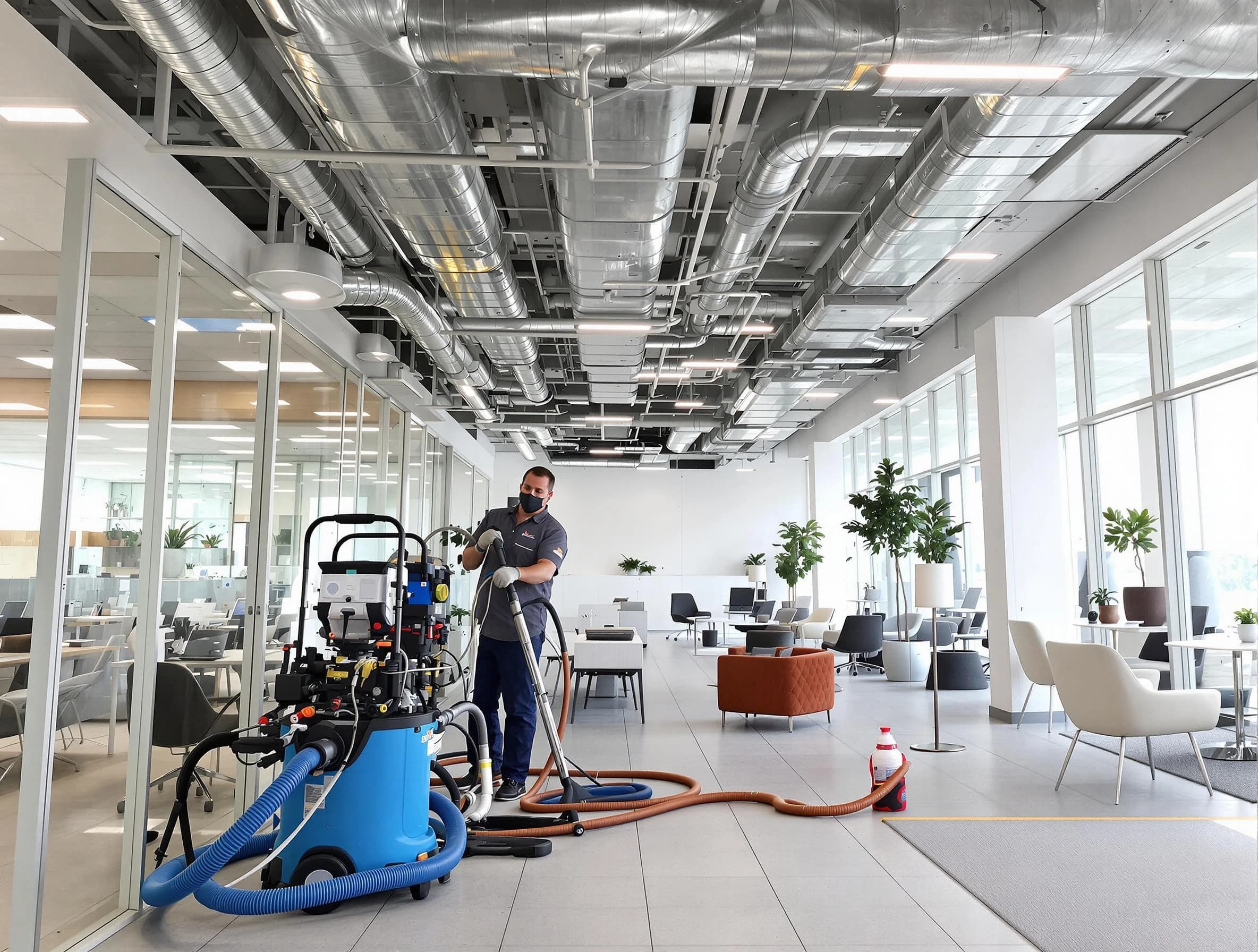 Kennedy Air Duct Cleaning team conducting comprehensive commercial duct cleaning at a business location in Kennedy